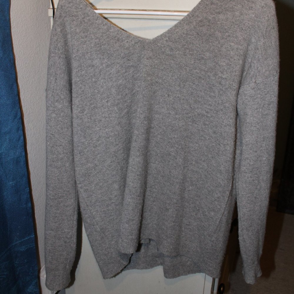 Grey lace up sweater